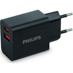 Philips DLP4325AB Φορτιστής χωρίς Καλώδιο με Θύρα USB-A & Θύρα USB-C 20W Power Delivery