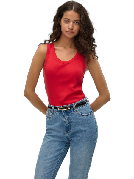Vero Moda Γυναικείο Καλοκαιρινό Top Ριπ Κόκκινο 10311489