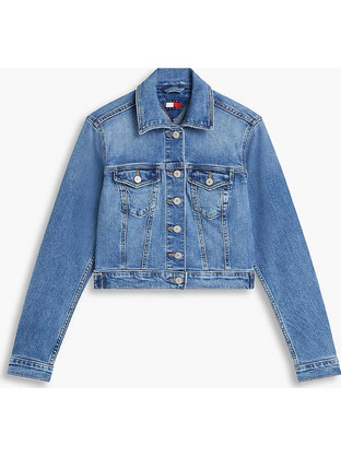 Tommy Jeans Γυναικείο Μπουφάν Τζιν Κοντό Γαλάζιο DW0DW22898-1A5