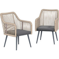 Outsunny Πολυθρόνα Κήπου Rattan Μπεζ Ανθρακί 2τμχ 8056644403938