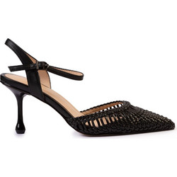 Versace 19V69 Γόβες Slingback Δερμάτινες με Λεπτό Χαμηλό Τακούνι Μαύρες AM5H108-988