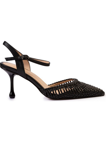 Versace 19V69 Γόβες Slingback Δερμάτινες με Λεπτό Χαμηλό Τακούνι Μαύρες AM5H108-988