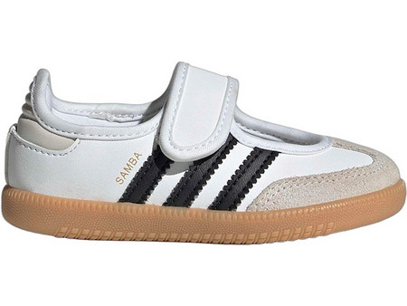 Adidas Παιδικές Μπαλαρίνες Δερματίνη Ανατομικές με Σκρατς Λευκές LA3703