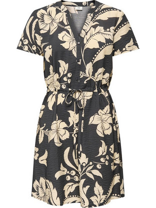 JDY Mini Καλοκαιρινό Φόρεμα Floral Μαύρο Μπεζ 15371204