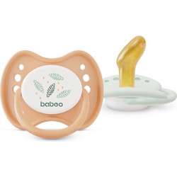 Baboo Peachy Keen Ορθοδοντικές Πιπίλες Καουτσούκ 3-6m Λευκή Σομόν 2τμχ