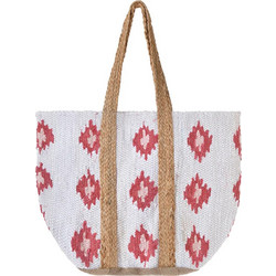 Ble Resort Collection Πλεκτή Τσάντα Θαλάσσης Ώμου Λευκή 31x40cm 5-42-099-0110