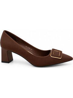 Elenross Γόβες Suede με Χοντρό Χαμηλό Τακούνι Καφέ GS10340W