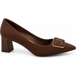 Elenross Γόβες Suede με Χοντρό Χαμηλό Τακούνι Καφέ GS10340W