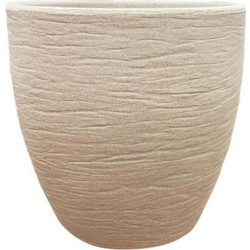 Plastona Nemesis Rock Γλάστρα Στρογγυλή Εκρού 50x50cm 030.NEMESIS50RC