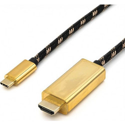 Roline Καλώδιο Braided HDMI Male to USB-C Male 1m Black Gold 11.04.5844
