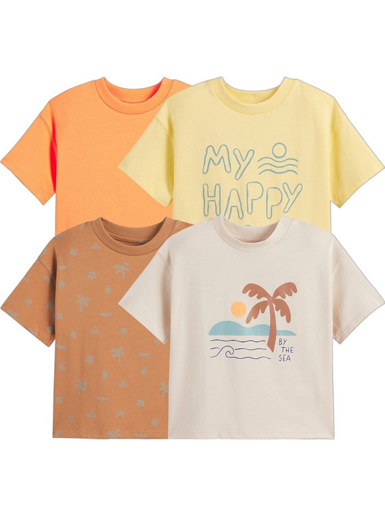 La Redoute Σετ Παιδικά T-Shirt Κοντομάνικα Κίτρινο Πορτοκαλί Ταμπά Μπεζ 351267874