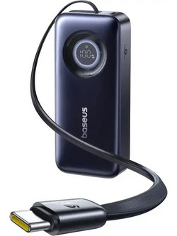 Baseus EnerCore CR11 Power Bank 20000mAh 67W με Ενσωματωμένο Καλώδιο USB-C Power Delivery Black
