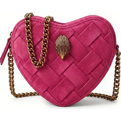 Kurt Geiger Kensington Heart Γυναικείο Τσαντάκι Χιαστί Δερμάτινο Φούξια με Αλυσίδα 4027157219