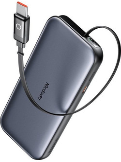 Mcdodo MC-5920 Power Bank 10000mAh 45W με Ενσωματωμένο Καλώδιο USB-C Grey