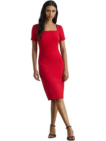 Lauren Ralph Lauren Midi Καλοκαιρινό Φόρεμα για Γάμο / Βάπτιση Κόκκινο 253P08759002