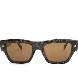 Alexander McQueen AM0409S 004 Ανδρικά Γυαλιά Ηλίου Τετράγωνα Κοκάλινα Μαύρα με Καφέ Φακό