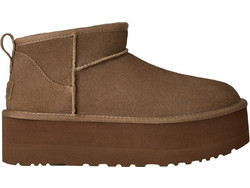 UGG Classic Ultra Mini Platform Γυναικεία Μποτάκια Πλατφόρμα Suede Καφέ με Γούνα 1135092-LBNZ