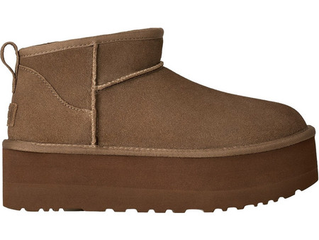 UGG Classic Ultra Mini Platform Γυναικεία Μποτάκια Πλατφόρμα Suede Καφέ με Γούνα 1135092-LBNZ
