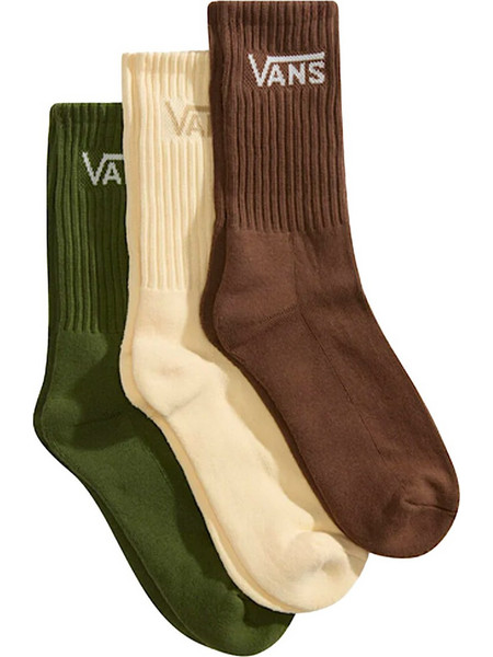 Vans Ανδρικές Κάλτσες Ψηλές Χακί Μπεζ Καφέ 3Pack VN000QBVGRK