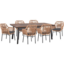 HomeMarkt Σετ Τραπεζαρία Κήπου Polywood 7τμχ Μαύρο Καφέ HM10825.03
