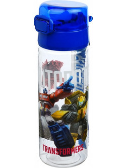 Sidirela Transformers Παιδικό Παγούρι Πλαστικό με Καλαμάκι Διαφανές Μπλε 500ml