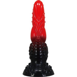Power Monsters Fire Dragon Dildo με Βεντούζα 24.5cm Μαύρο Κόκκινο