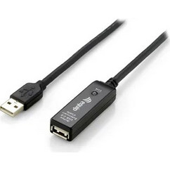 Equip 133311 Καλώδιο USB-A Male 2.0 to USB-A Female 15m Black