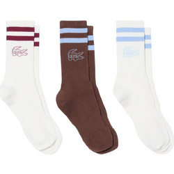 Lacoste Ανδρικές Κάλτσες Ψηλές Λευκές Εκρού Καφέ 3Pack RA9191-WIT