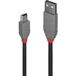 Lindy 36722 Καλώδιο USB-A Male 2.0 to USB-B Mini Male 1m Black