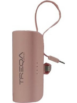 Treqa TR-950-2 Power Bank 5000mAh με Ενσωματωμένο Καλώδιο Lightning Pink