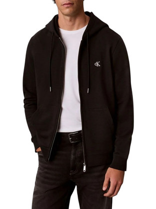 Calvin Klein 350Terry Ανδρική Ζακέτα Φούτερ με Κουκούλα και Φερμουάρ Μαύρη LV04RG287G-UB1