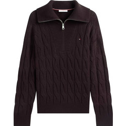 Tommy Hilfiger Γυναικεία Πλεκτή Μπλούζα με Φερμουάρ Σοκολατί WW0WW46425-HJT