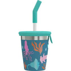 Sigg Blue World Παιδικό Ποτήρι Θερμός Ανοξείδωτο BPA Free με Καλαμάκι Πετρόλ 350ml