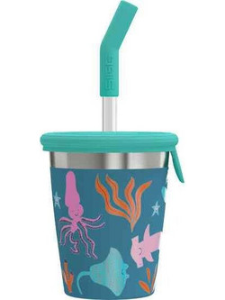 Sigg Blue World Παιδικό Ποτήρι Θερμός Ανοξείδωτο BPA Free με Καλαμάκι Πετρόλ 350ml