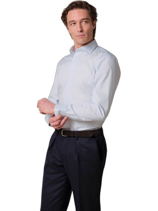Profuomo Ανδρικό Πουκάμισο Twill Ριγέ Slim Fit Μπλε Ανοιχτό PPXH30005A