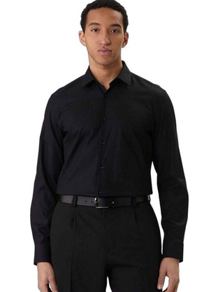 Hugo Ανδρικό Πουκάμισο Βαμβακερό Μακρυμάνικο Slim Fit Μαύρο 50570294-001