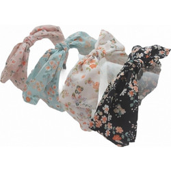 RO Accessories Στέκα Μαλλιών Υφασμάτινη Φιόγκος Floral Γαλάζια C107246-B