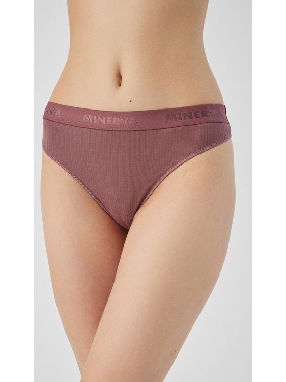 Minerva Cozy Modal Ψηλόμεσο Γυναικείο String Καφέ 90-81706-388