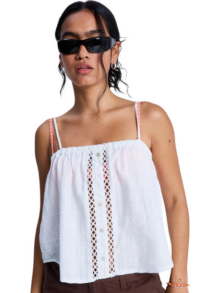 Roxy Sweetest Sky Γυναικείο Καλοκαιρινό Crop Top Λευκό ERJWT03744-WZA0