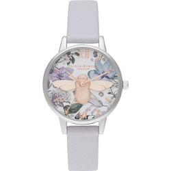 Olivia Burton Bejewelled Florals 3D Bee Γυναικείο Ρολόι με Μωβ Δερμάτινο Λουράκι OB16BF22
