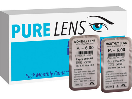 Pure Lens Hyalouronic ΜΥΩΠΙΑΣ ΜΗΝΙΑΙΟΙ - 2 ΦΑΚΟΙ (Μεμονωμένα τμχ. Χωρίς κουτί)