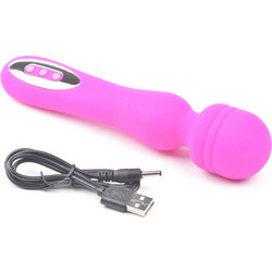 Pink Color 12-Speed Silicone Rechargeable Wand Massager