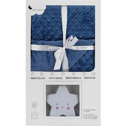 Interbaby Bubble Κουβέρτα Αγκαλιάς Βελουτέ 80x110 + Φωτάκι Νυκτός Navy Μπλε