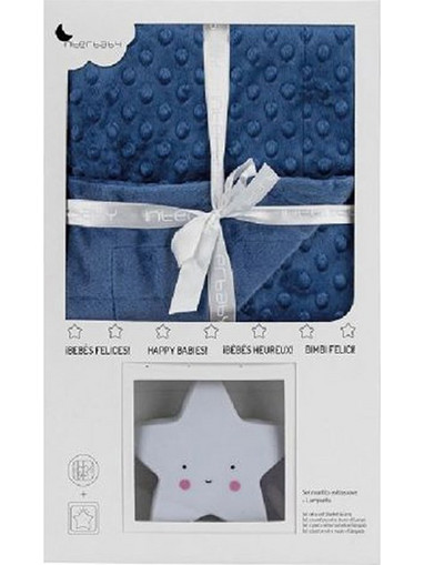 Interbaby Bubble Κουβέρτα Αγκαλιάς Βελουτέ 80x110 + Φωτάκι Νυκτός Navy Μπλε