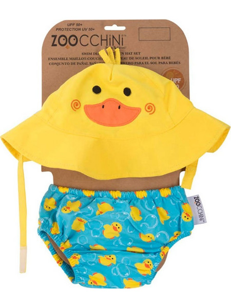 Zoocchini Duck Σετ Βρεφικό Μαγιό Πάνα Σλιπ για Κορίτσι Γαλάζιο ZOO1702