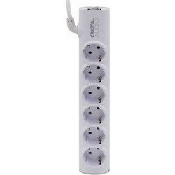 CRYSTAL AUDIO ELEGANCE PSEL6S ΠΟΛΥΠΡΙΖΟ 6ΘΕΣΕΩΝ ΣΟΥΚΟ ΜΕ ΔΙΑΚΟΠΤΗ (Μήκος Καλωδίου 1,5μ.)