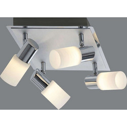 Φωτιστικό Οροφής-Σποτ Led Clapton 4x430Lm 31x18x22cm Chrome-White Brushed 821430405 Trio Lighting Μέταλλο,Γυαλί
