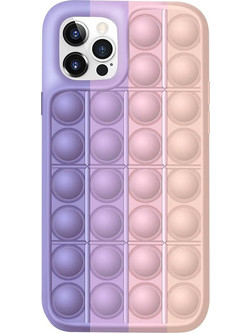 iPhone 12 & 12 Pro - Fidget Multicolour Soft Silicone Cover with Pop it (oem) purple-pink