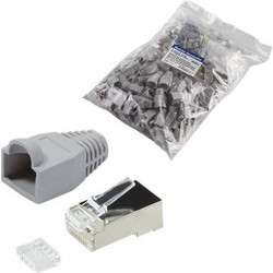 LogiLink RJ45 modular plug, Cat.6, shielded, grey boot, set of 100 pcs (MP0021)