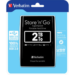 Verbatim Store 'n' Go 2TB Εξωτερικός Σκληρός Δίσκος HDD 2.5" USB 3.0 Black